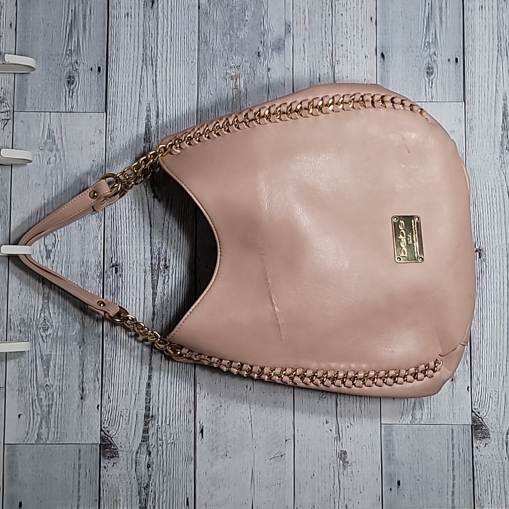 Bebe Rosé Colored Chains Hobo Bag